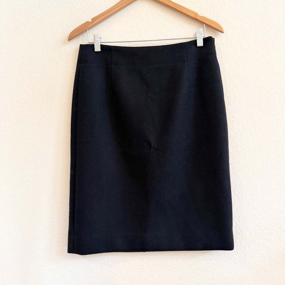 J.Crew Womens Black 100% Wool Pencil Skirt Size 6 Knee Length Professional Lined